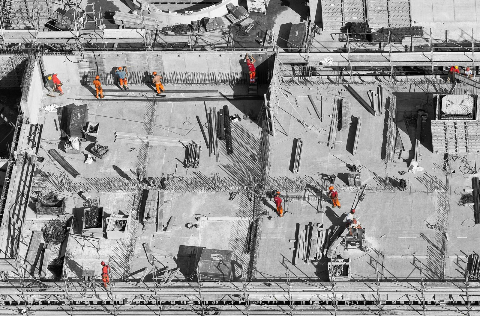 Aerial view of a construction site