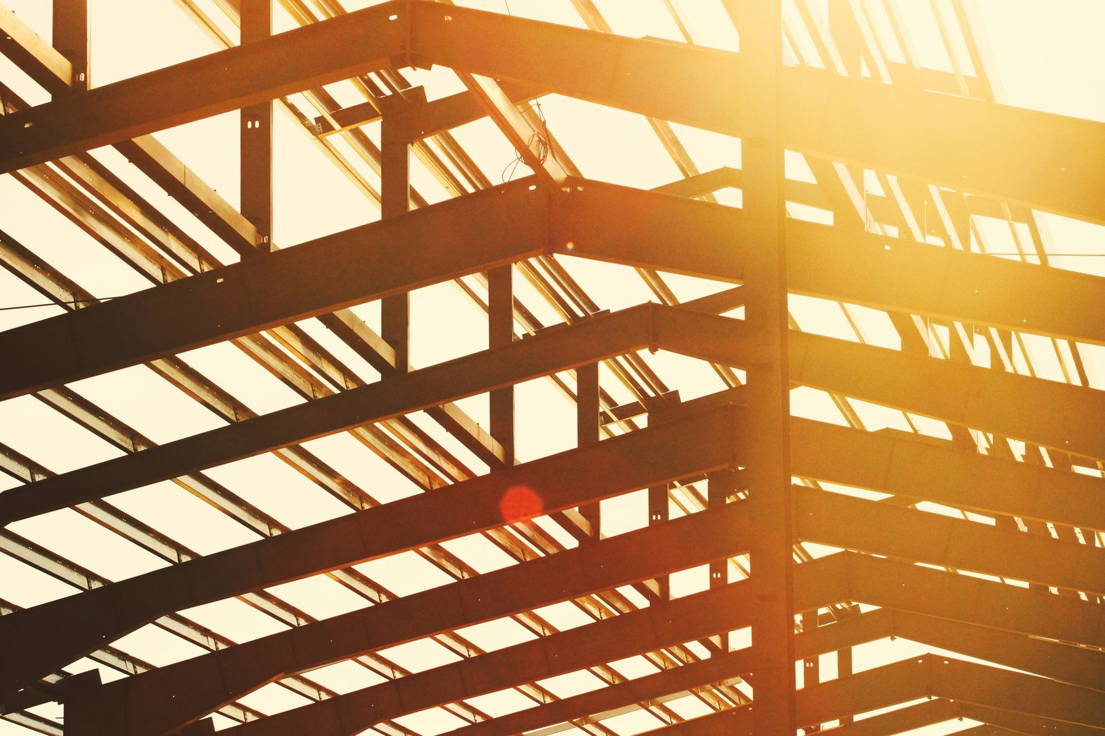Steel structural frame of a building under construction